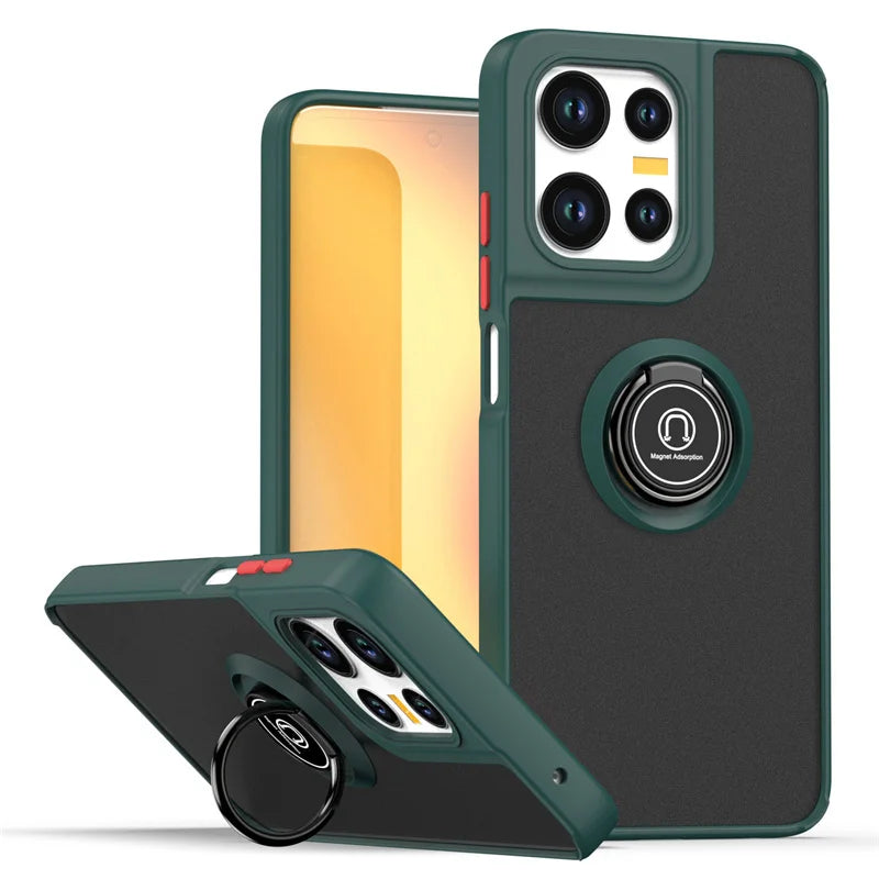 Shockproof Matte Armor Case For Motorola Moto G35 G55 G75 G85 G56 G86 5G G05 G15 Magnetic Holder Ring Stand Hard PC Back Cover