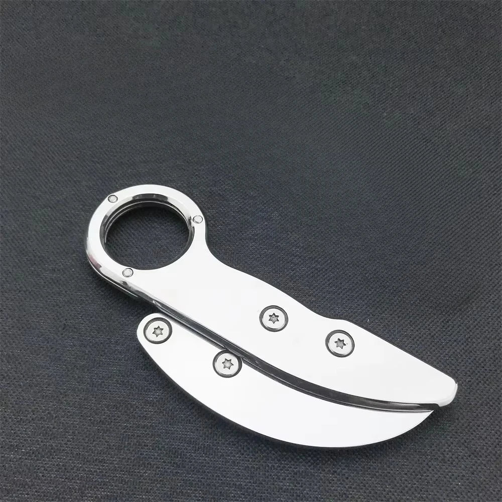 All-steel Folding Knife Multifunctional Outdoor EDC Gift for Men Black Silver Tools