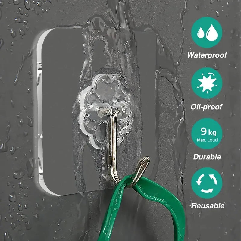 5/10/20/40pcs Transparent Seamless Hook, Strong Adhesive Hook, Bathroom Living Room Wall Hanging Door, Self-Adhesive Hook