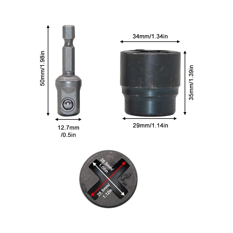 Automotive High Hardness Cross Shape Socket Wrench Electric Conversion Connect Rod Tire Unload Tool Labor-Save Jack
