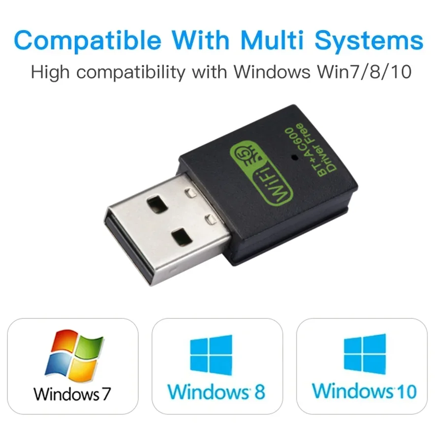 600Mbps USB WiFi Bluetooth Adapter Dual Band 2.4 5.8Ghz Wireless External Network Receiver USB WiFi Dongle for PC Laptop Desktop
