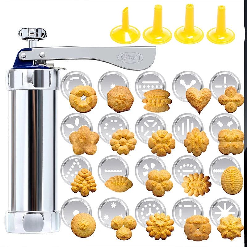 Stainless Steel Cake Cream Decorating Gun Sets Cookie Making Machine Nozzles Mold Pastry Syringe Extruder Outdoor Tableware