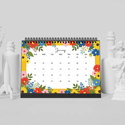 1pc 2026 Calendar ,Framed by flowers,12 Months Monthly Schedule,Desk Calendar, Perfect Gift for Birthdays ,Christmas,New Year