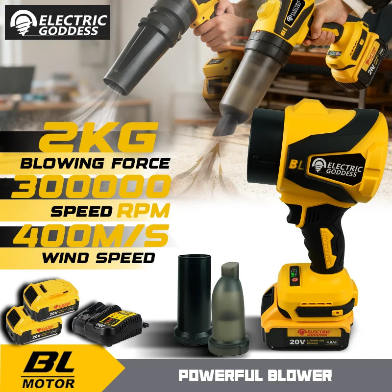 Brushless 300000RPM Electric Turbo Blower Jet Fan Vacuum Cleaner Handheld Leaf Blower Dust Blowing For Dewalt 20V Battery Pin