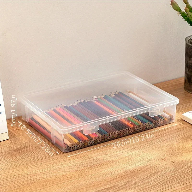 Large Capacity Transparent Pencil CasePlastic Stationery Storage Box for Notebook Sketch Marker Colored Pencils