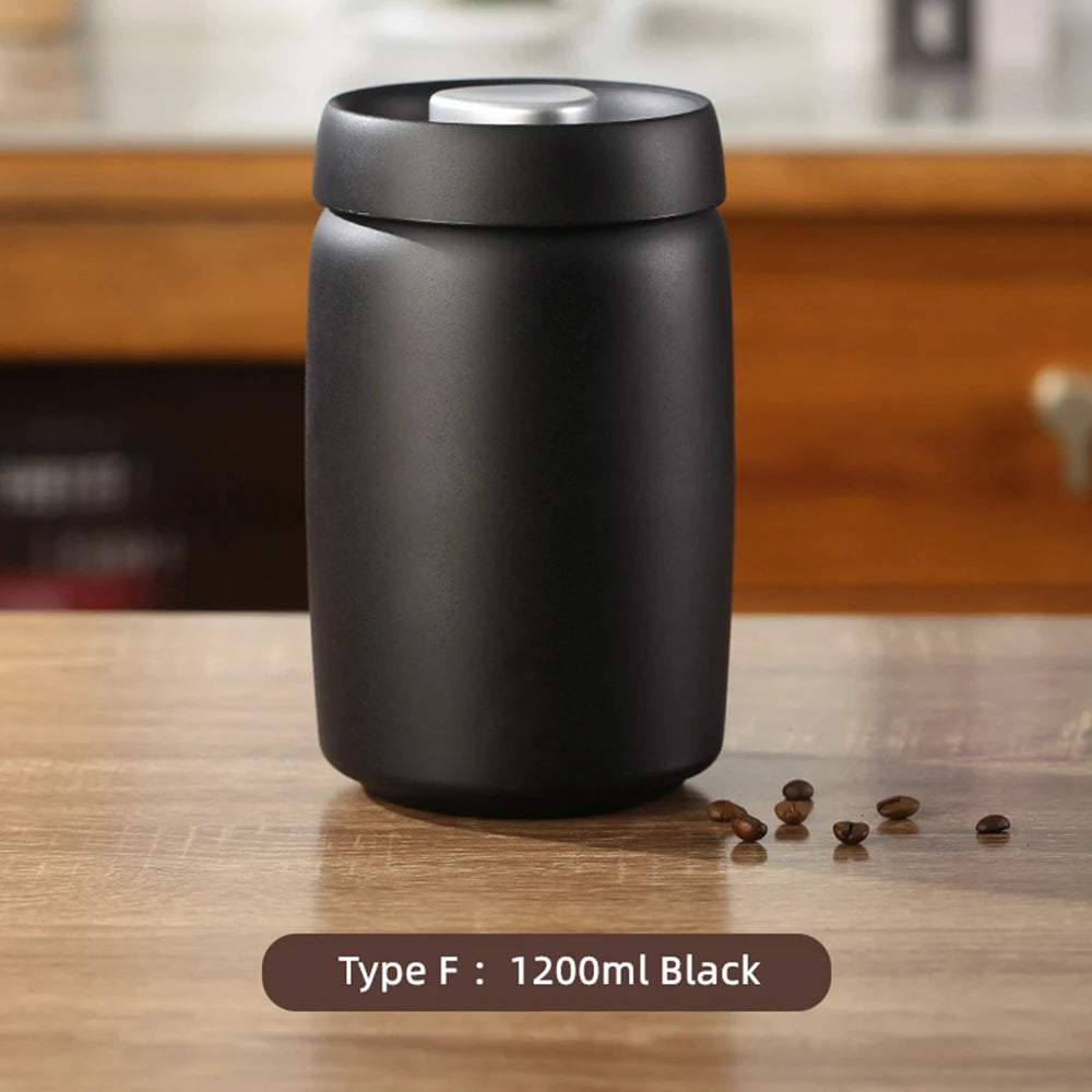Coffee Sealed Can Stainless Steel Manual Vacuum Storage Container Jar Canister for Coffee Beans Outdoor Camping Kitchen Barista