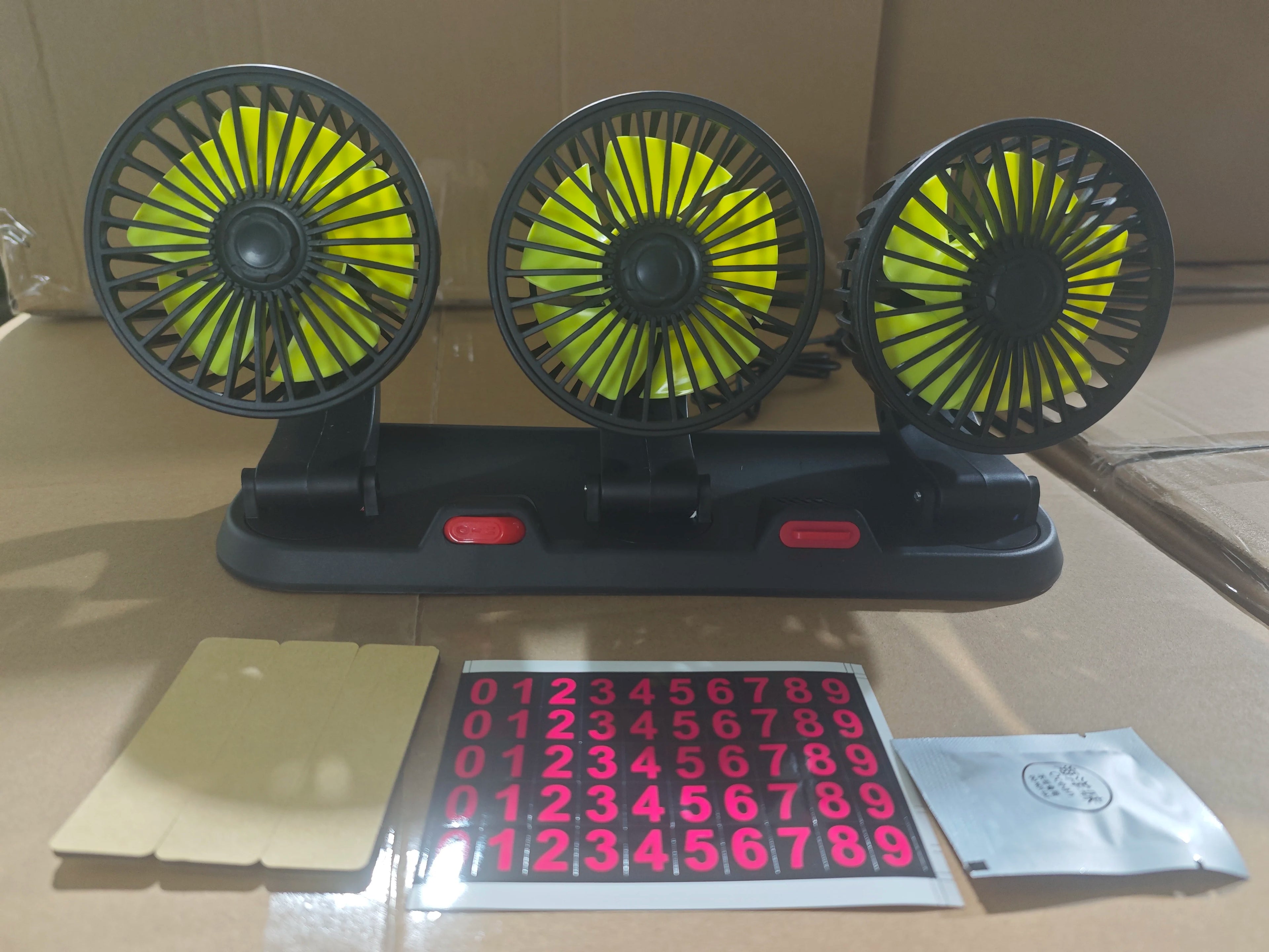 360° Adjustable 3-Head Car Fan Automotive Electric Air Circulator USB/12V/24V Dual-Speed Silent Fan for Home Desk Office & Car