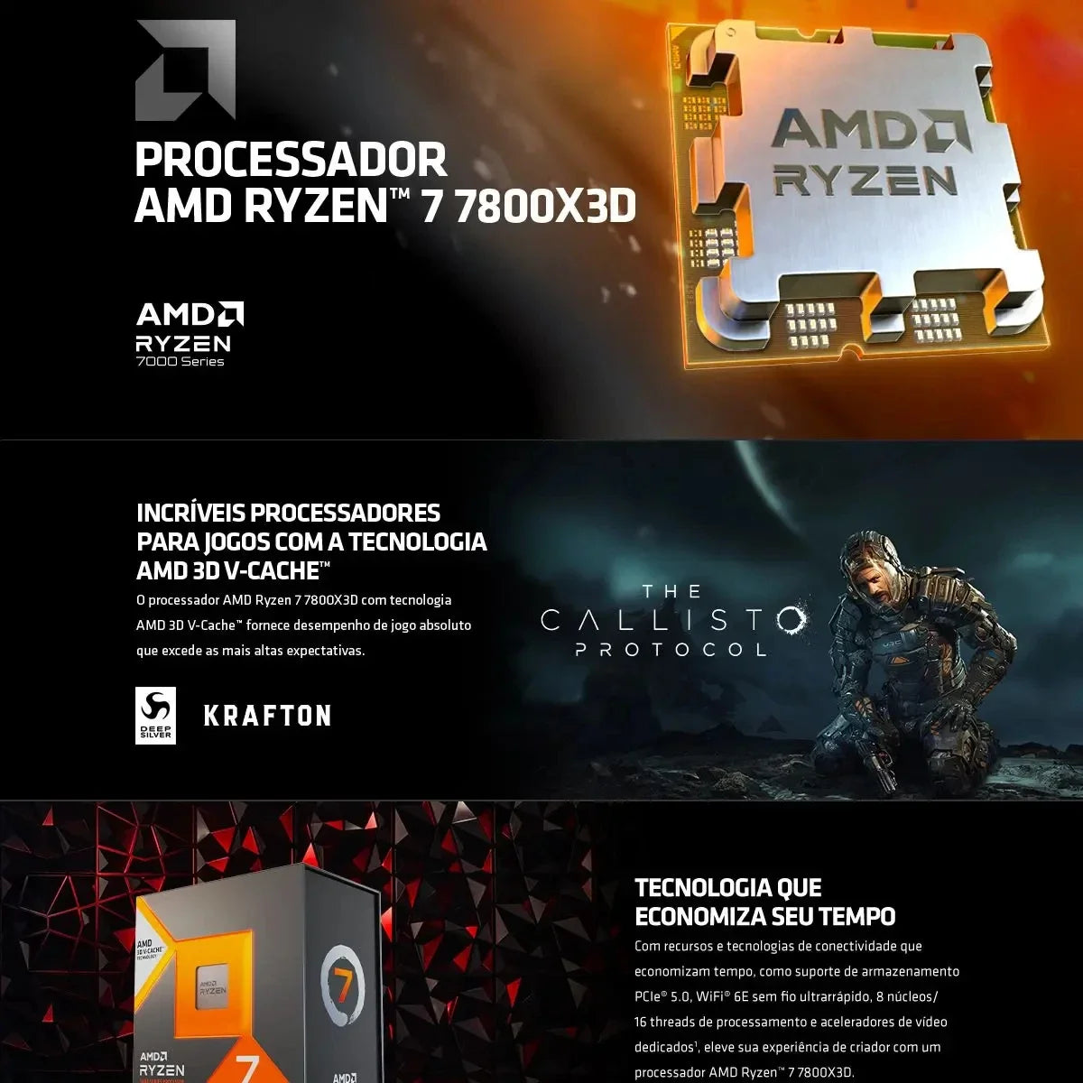 NEW AMD Ryzen 7 7800X3D 4.2GHz L3=96M Processor 120W 8-Core 16-Thread R7 7800X3D Socket AM5 5NM DDR5 but No Fan