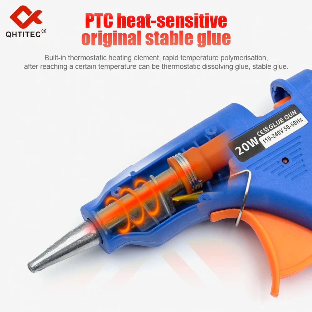 20W Hot Melt Glue Gun With 7MM Transparent Glue Stick Mini Gun Home Electric Heat Temperature Gun Repair Tools Special Stick Set