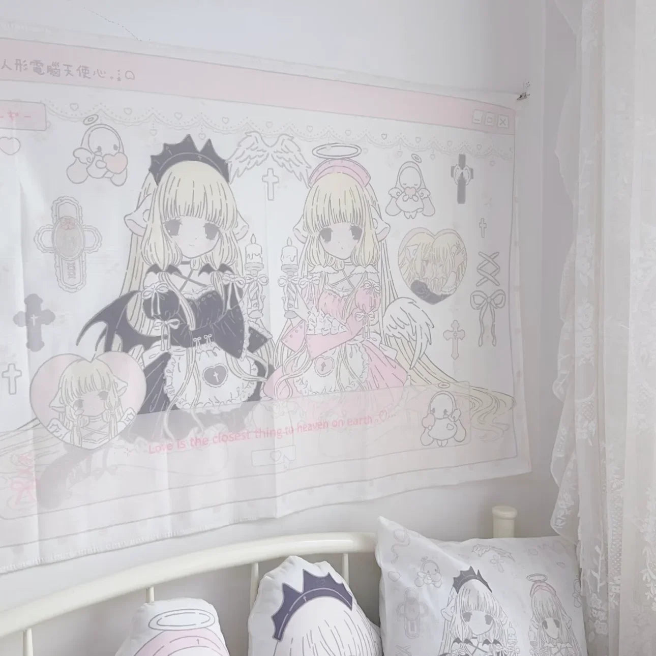 VIKAMA Chobits Kawai Home decoration tapestry anime pink girl tapestry wall bedroom background lovely fashion lady tapestry