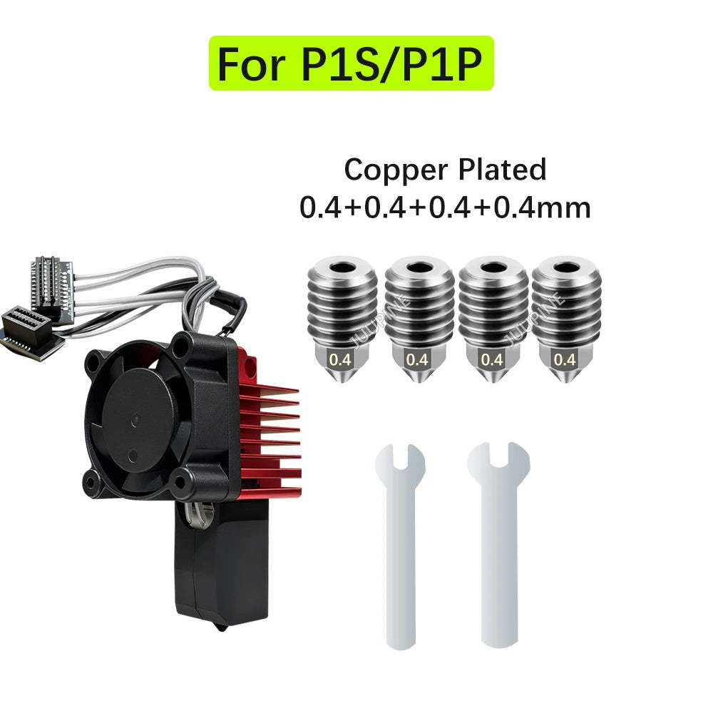 For Bambu Lab P1S Hotend Complete Assembly Upgrade Hardened Steel Extruder Kit For X1 X1C P1P P1S Fan Nozzle X1 Carbon Hot End
