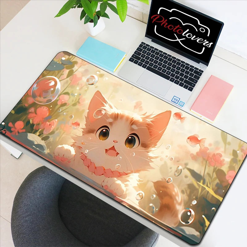 Anime Xxl Mouse Pad Gaming Accessories Cartoon Cat Keyboard Mousepad Gamer Desk Mat Cute Computer Offices Pc Cabinet Kawaii Mice