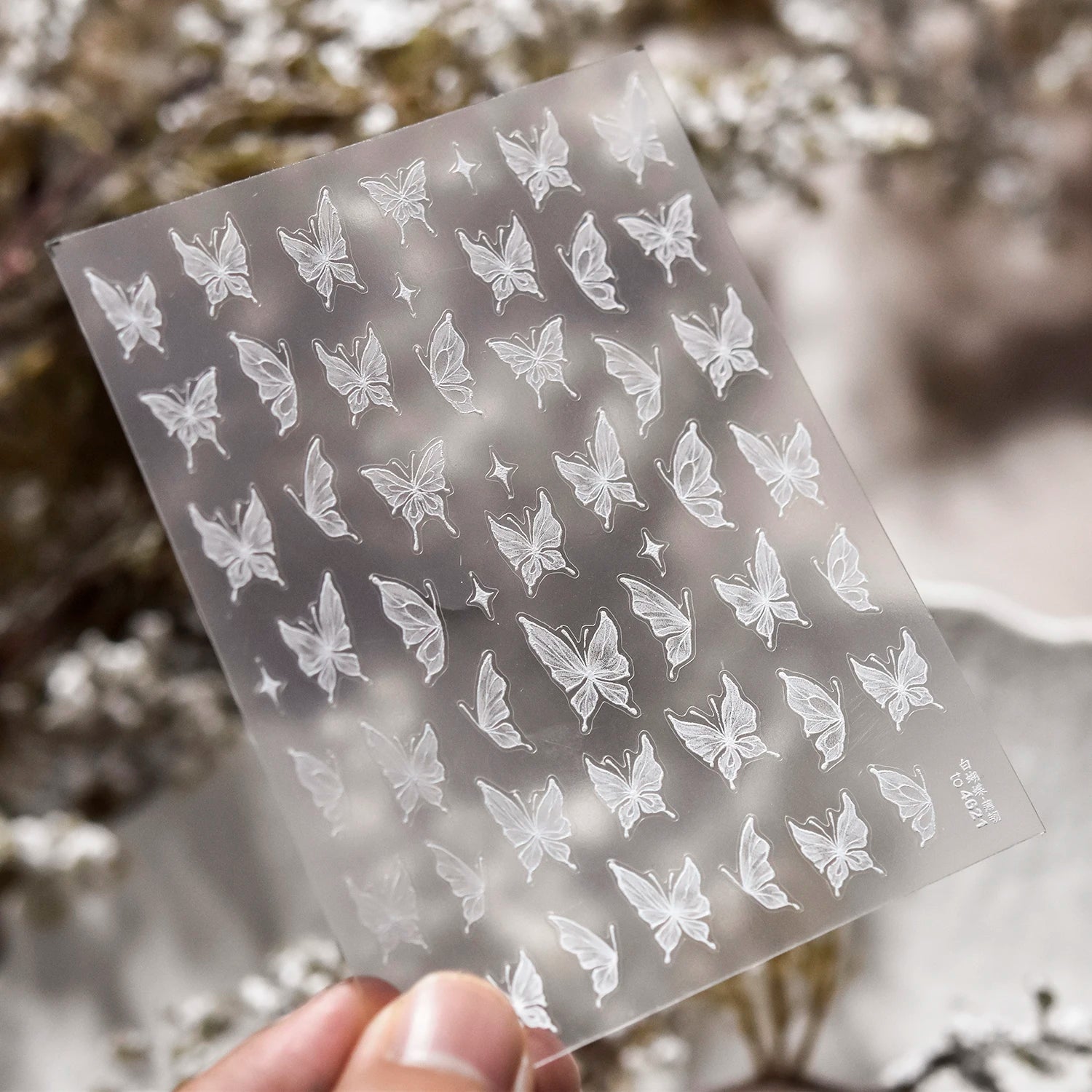 Red Butterfly 5D Nail Sticker Nail Art Decoration Spring Flowers Nail Art Decal Relief Sticker Press on Nails