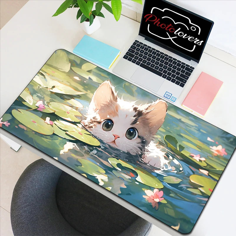 Anime Xxl Mouse Pad Gaming Accessories Cartoon Cat Keyboard Mousepad Gamer Desk Mat Cute Computer Offices Pc Cabinet Kawaii Mice