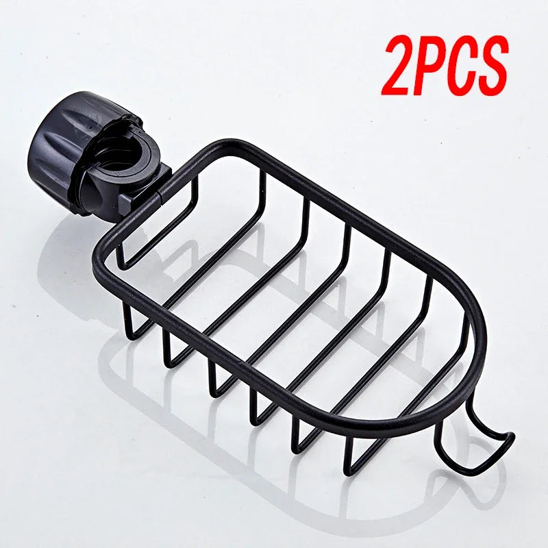 Bathroom Shelves Shower Rack Aluminum Basket For Shampoo Soap Bathroom Storage Adjustable Kitchen Faucet Sink Rag Holders