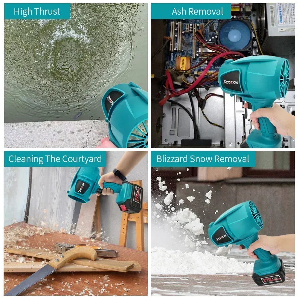 Electric Turbo Fan Blowers Dust Removal Cordless Electric Air Blower Violent Handheld Power Tools for 21V Makita Lithium Battery