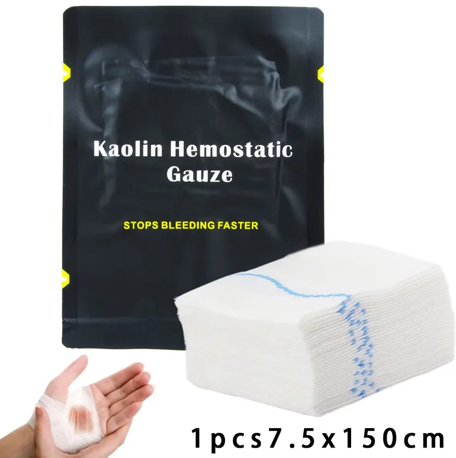 1.5/3.75M Hemostatic Kaolin Gauze Combat Emergency Trauma Z-Fold Soluble For Ifak Tactical  First Aid Kit Medical Wound Dressing