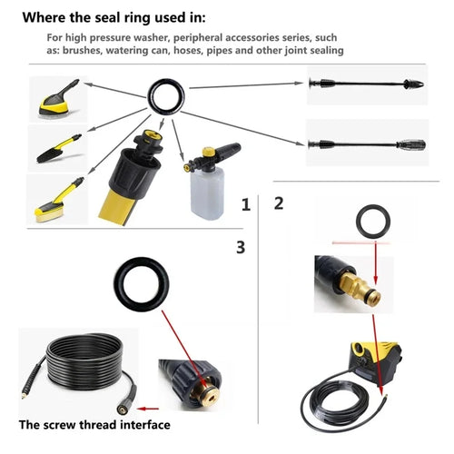 30 Pcs Seal O-Ring For Karcher K2 K3 K4 K5 K6 K7 Gasket Washer Lance Hose Nozzle Brush Spare Parts 2.640-729.0 NBR O-Rings