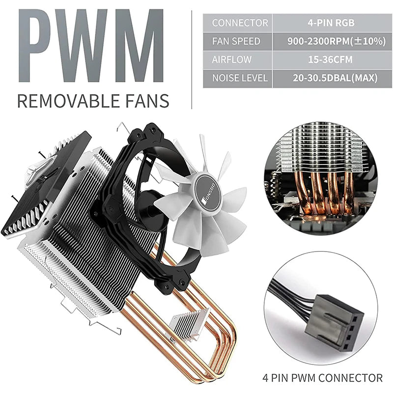 JONSBO CR1400 COLOR CPU Cooler, 92mm PWM Fan CPU Cooler, 4 Heat Pipe High 126mm  Air Cooler Tower Radiator for Intel LGA1700 AM5