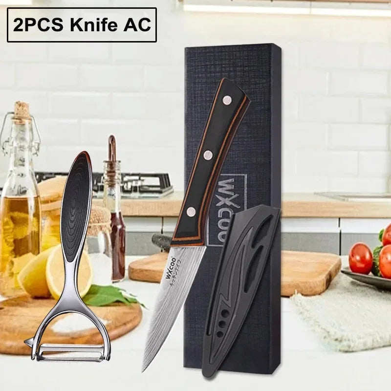WXCOO 1PCS 7inch Japanese Knife Professional Kitchen Chef Knife for Cooking Kitchen Stainless Steel Santoku Knives Wood Handle