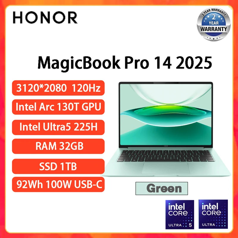 NEW Honor MagicBook Pro 14 Laptop 14.6-inch U5-125H 16G/24G 1T 3.1K Screen 92Wh Computer PC Notebook Ultrabook