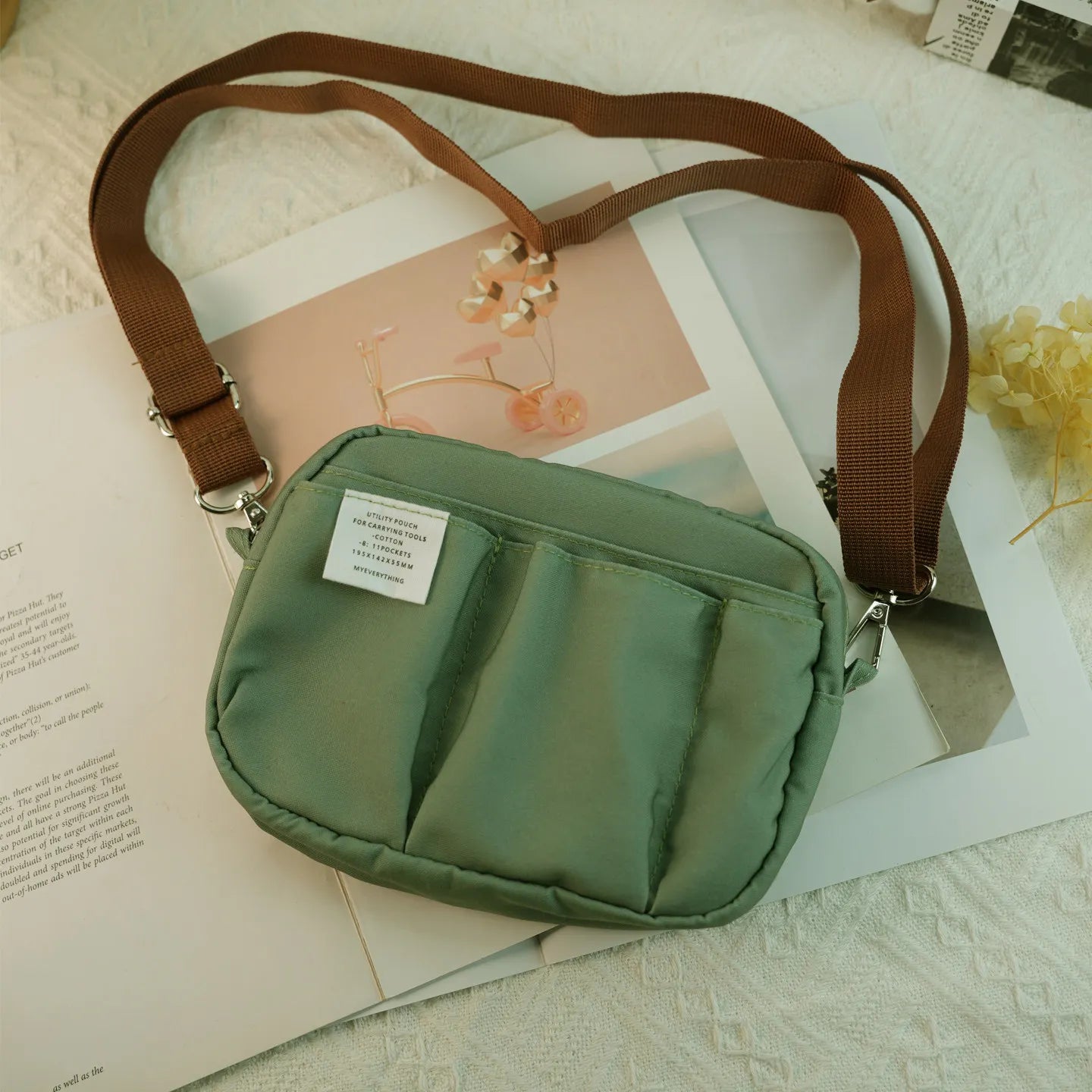 New In Stock Canvas Pencil Pouch Large Capacity Solid Color Japanese Style Portable Multifunctional Journal Storage Bag For Use