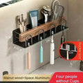 Walnut Wood Black Bathroom Hardware Set Bathroom towel rack Towel Rack Toilet Paper Holder Towel Bar Shelf  Bathroom Accessories