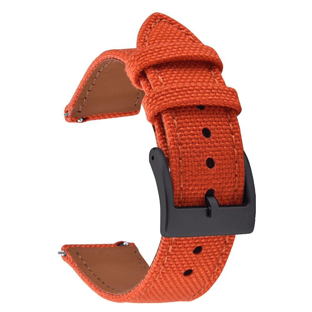 18mm 20mm 22mm Nylon Watch Strap Two-Sided Leather and Sailcloth Watch bands Quick Release Wristbands Sport Belt for Men Women