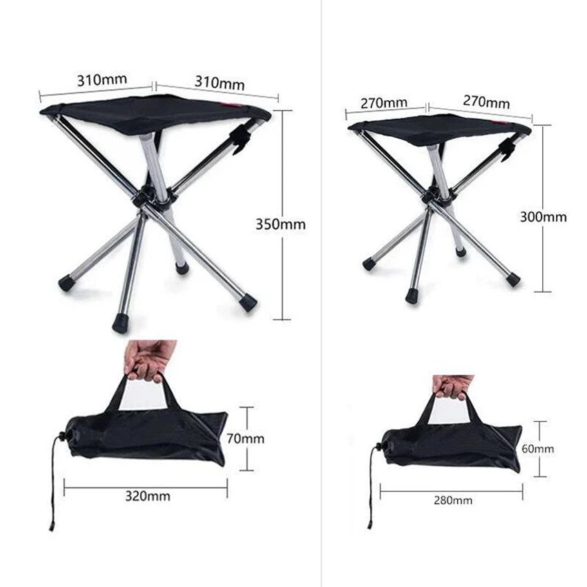 Compact and Lightweight Camping Stool, Portable Folding Stool, Outdoor Hiking, Fishing with Carry Bag, Small and Large