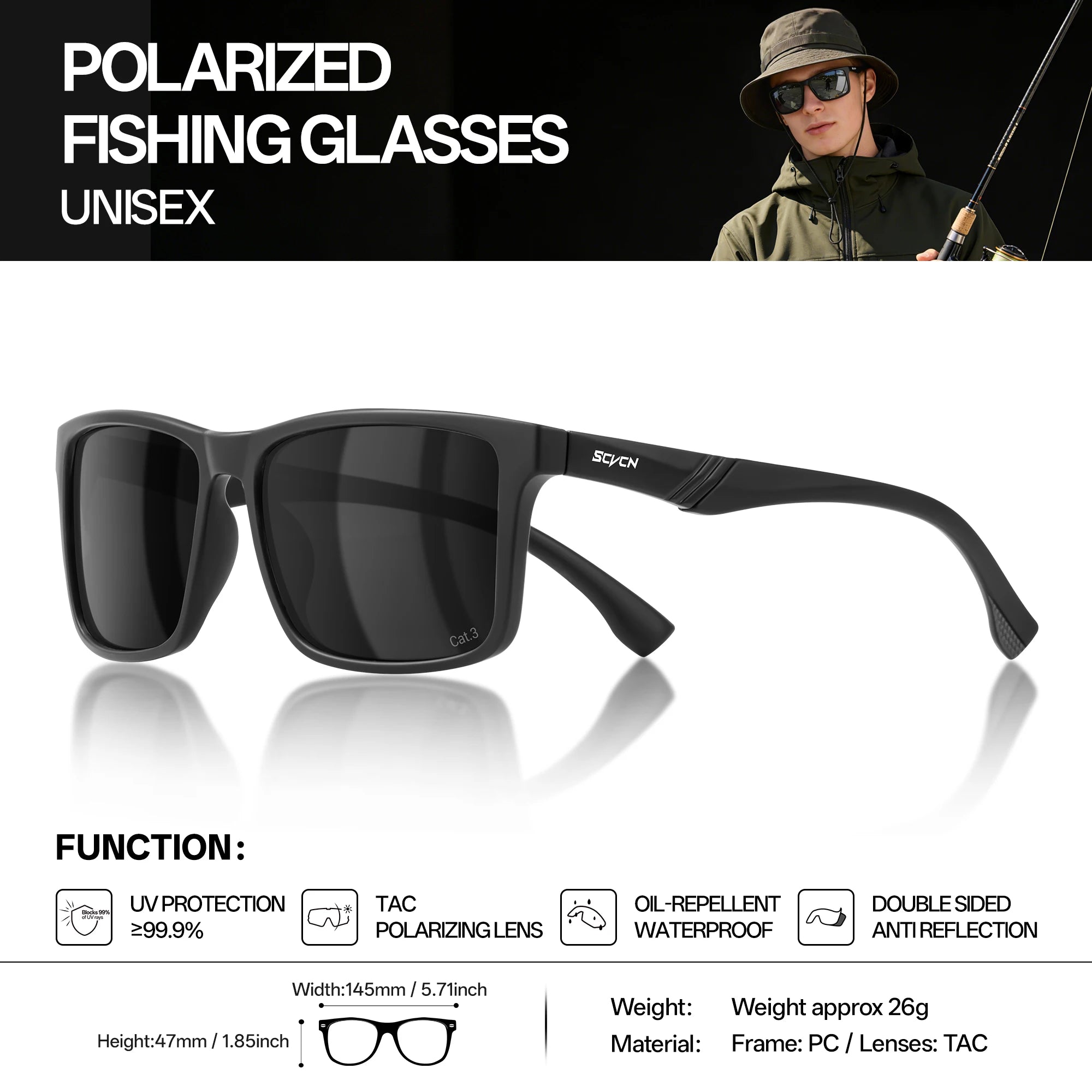 SCVCN Fishing Polarized Sunglasses Outdoor Sport Photochromic Glasses Men Outdoor Cycling Bike UV400 Protective Hiking Goggles