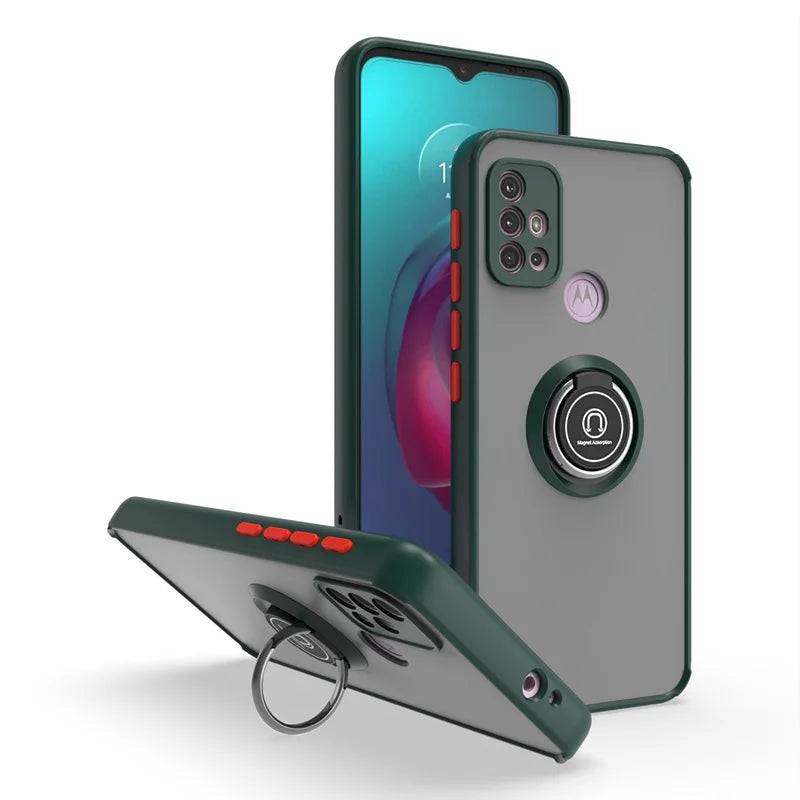 Funda For Motorola G10 G20 G30 Case Shockproof Armor Magnetic Holder Ring Case For Moto G31 G41 G51 G71 Hard PC Matte Back Cover