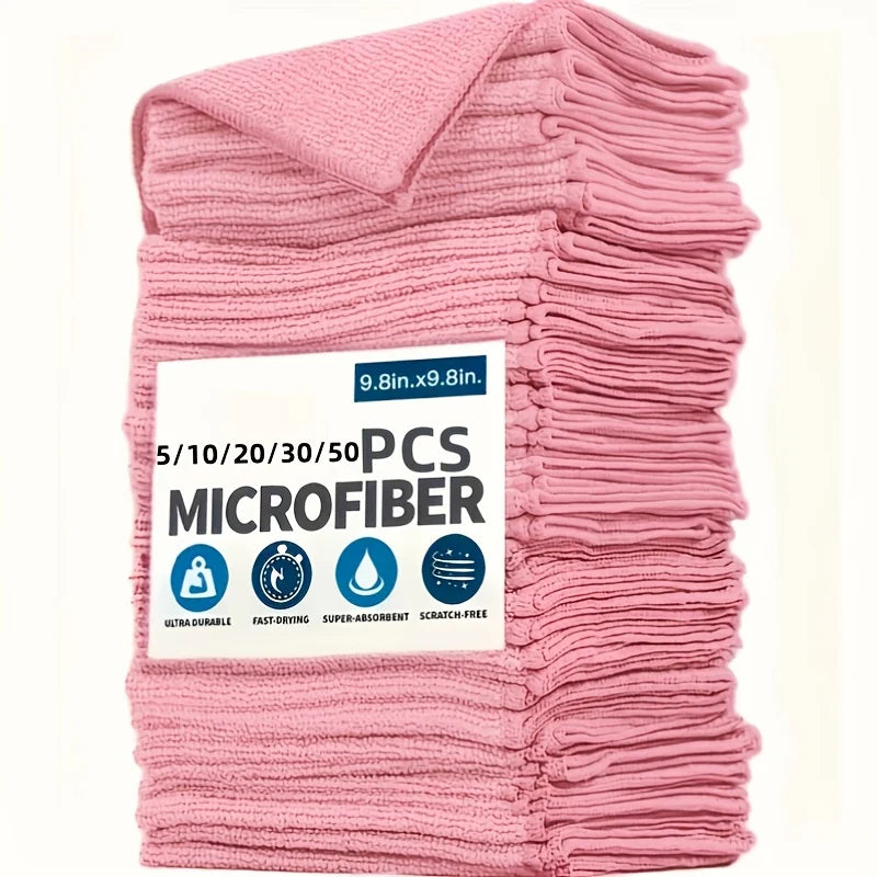5-50Pcs Light Pink Microfiber Kitchen Towels Super Absorbent Soft Durable Cleaning Cloths Glass Countertops Pans Bowls Faucets