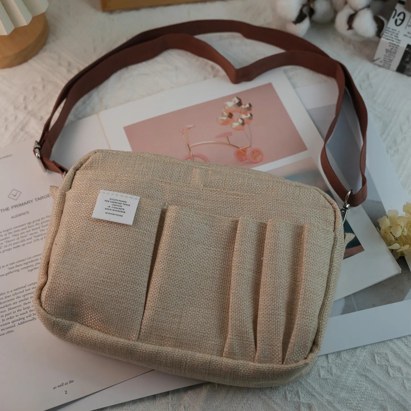New In Stock Canvas Pencil Pouch Large Capacity Solid Color Japanese Style Portable Multifunctional Journal Storage Bag For Use