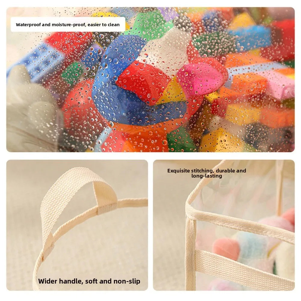 New PVC Doll Storage Basket Transparent Large-capacity Organizer Space Saving with Handle Storage Bucket Household Use