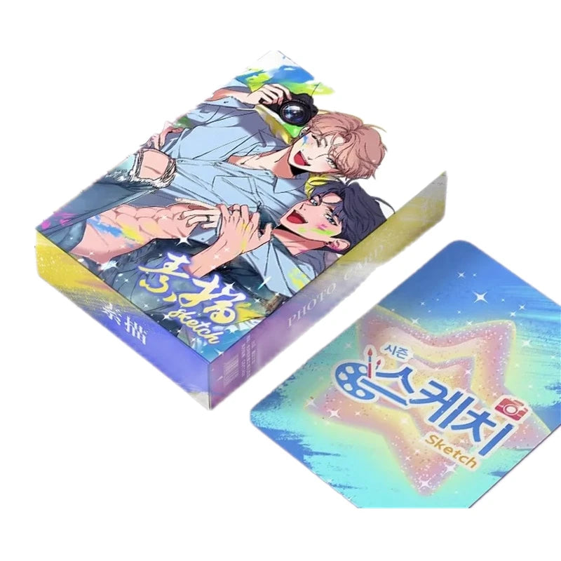 55 Pcs/Set Korean Manwha Laser Lomo Card Lee Joobin, Choi Ilkyung Cartoon Characters HD Photo Card Cosplay Gift