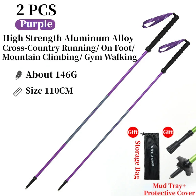 MAP BROTHER M3031 N-Pole Folding Quick Lock Trekking Poles Hiking Pole Race Running Outdoor Walking Stick 7075 Aluminum Alloy