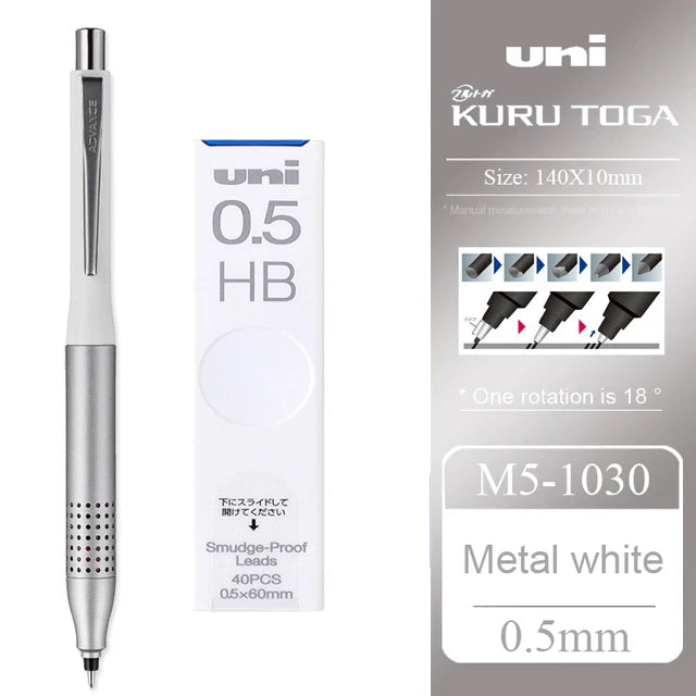 UNI ADVANCE Mechanical Pencil M5-1030 Metal Rod Low Center Gravity Kuru Toga Automatic Rotating Drawing Pencil 0.5mm Stationery