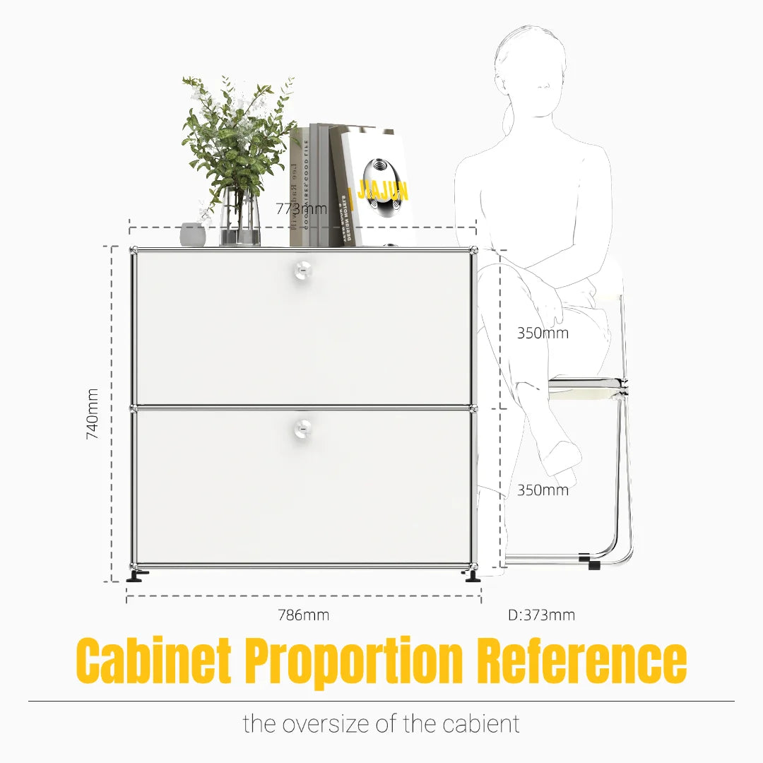 Modern Steel Flip Door Cabinet｜2-Tier Modular Storage Unit｜Custom Color Metal Organizer for Entryway, Living Room or Office