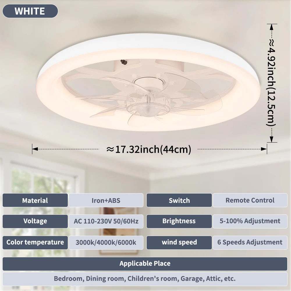 LED Modern Ceiling Fan Light, 360 ° Rotation Function, with Light, Remote Unlimited Adjustment, Bedroom Decorative Lighting