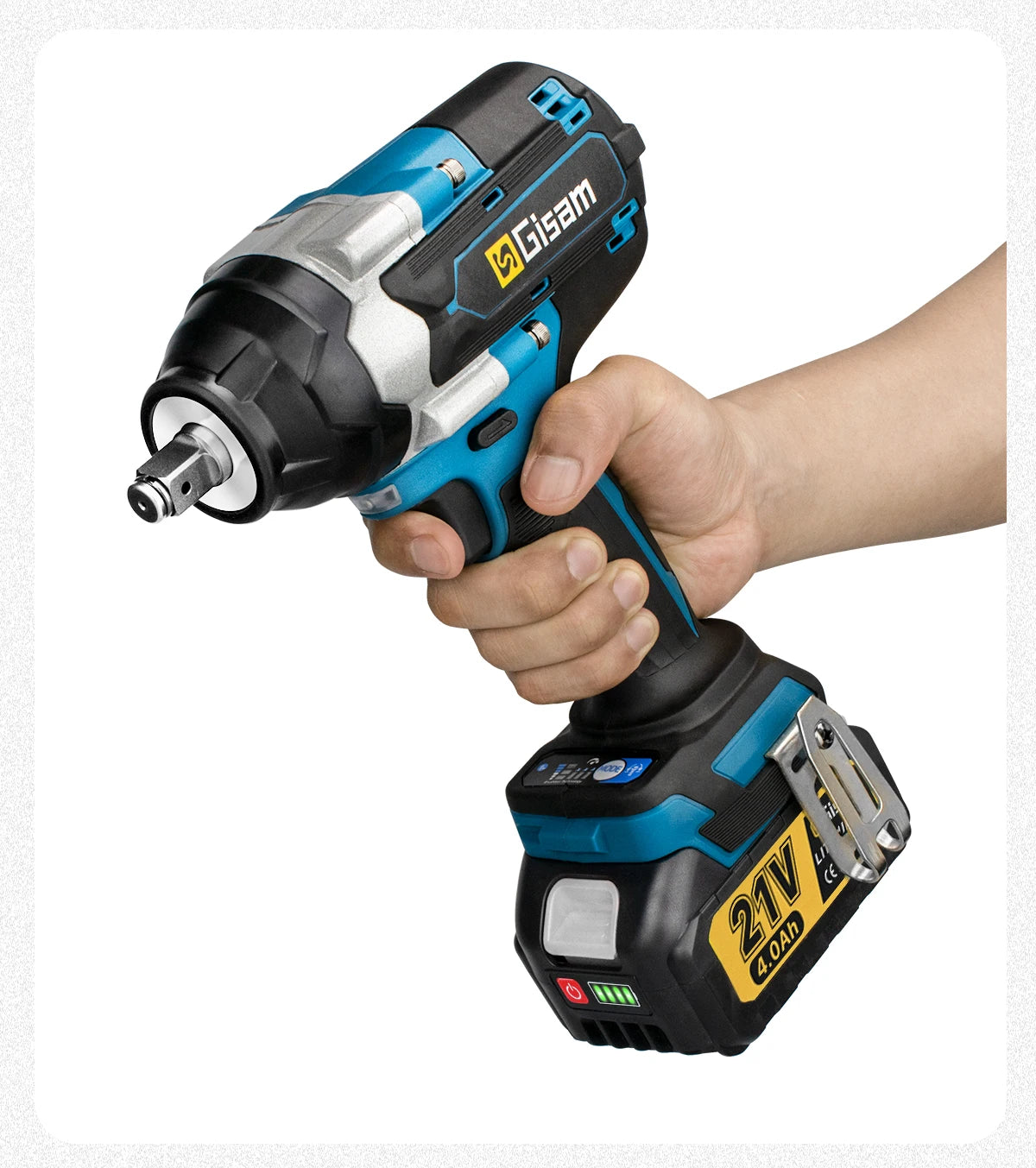 Gisam 1600N.M Brushless Electric Impact Wrench 1/2 inch Lithium-Ion Battery Cordless Wrench Power Tool For Makita 18V BatteryPin