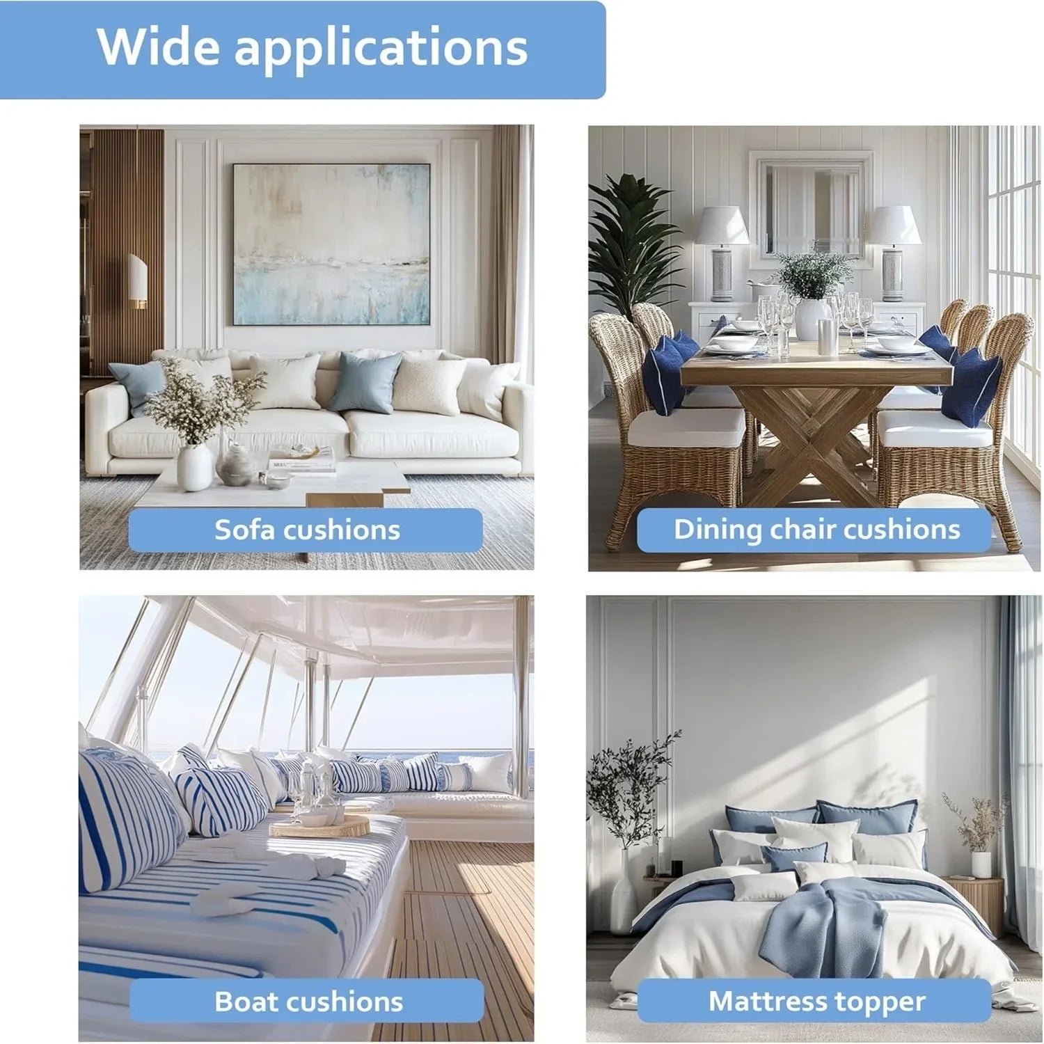 Custom High Density White Foam Bench Cushion Foam Upholstery Replacement Pad Window Cushions  Mattress Sofa Seat Cushion Foam