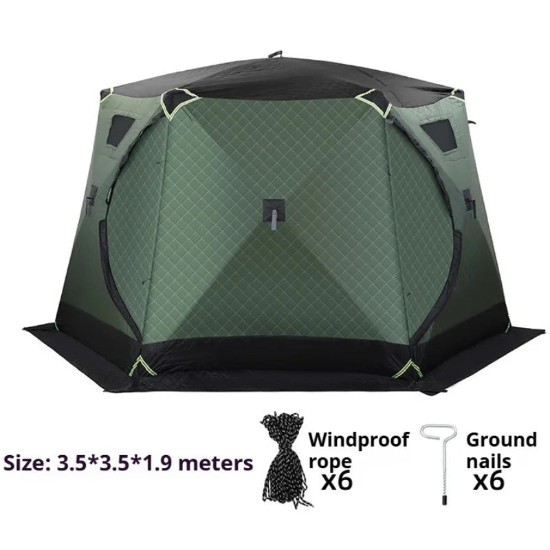 Thickened Winter Fishing Tents Oxford Cloth Windproof Warm Chimney Opening Tents Multifunctional Outdoor Camping Supplies