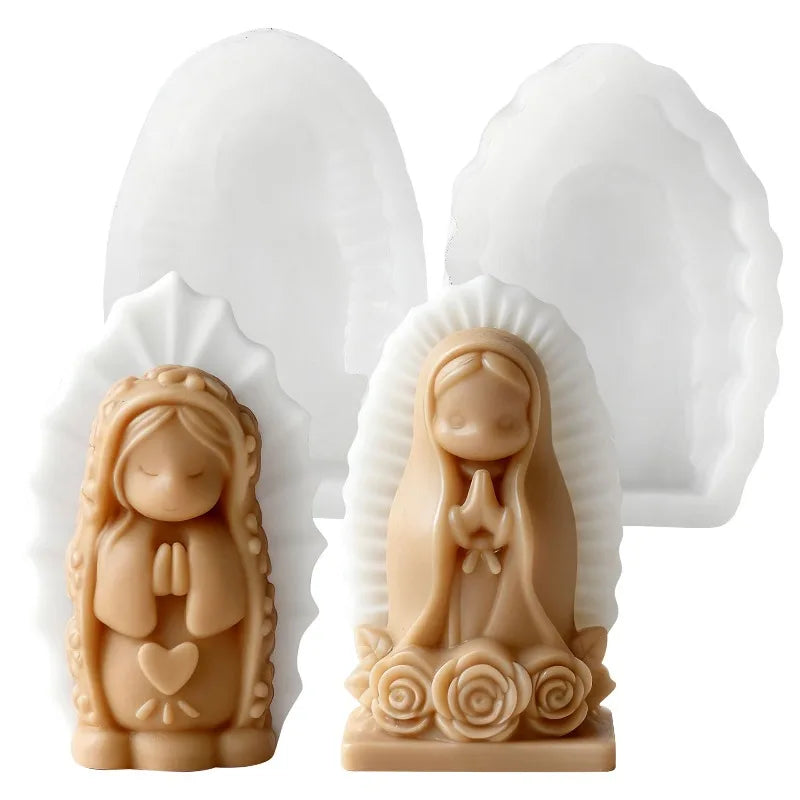 Prayer Angel Girl Silicone Mold DIY Virgin Mary Aromatherapy Candle Soap Gypsum Crafts Cement Casting Mold Home Decoration Gift