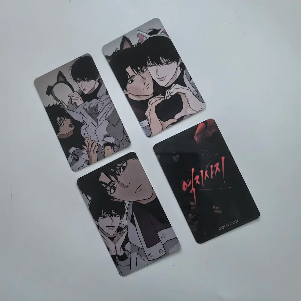 4Pcs Korean Manhwa Reverse Thinking Photo Card Set - 3 Inch Collectible Manga Character Collectible Lomo Cards ﻿