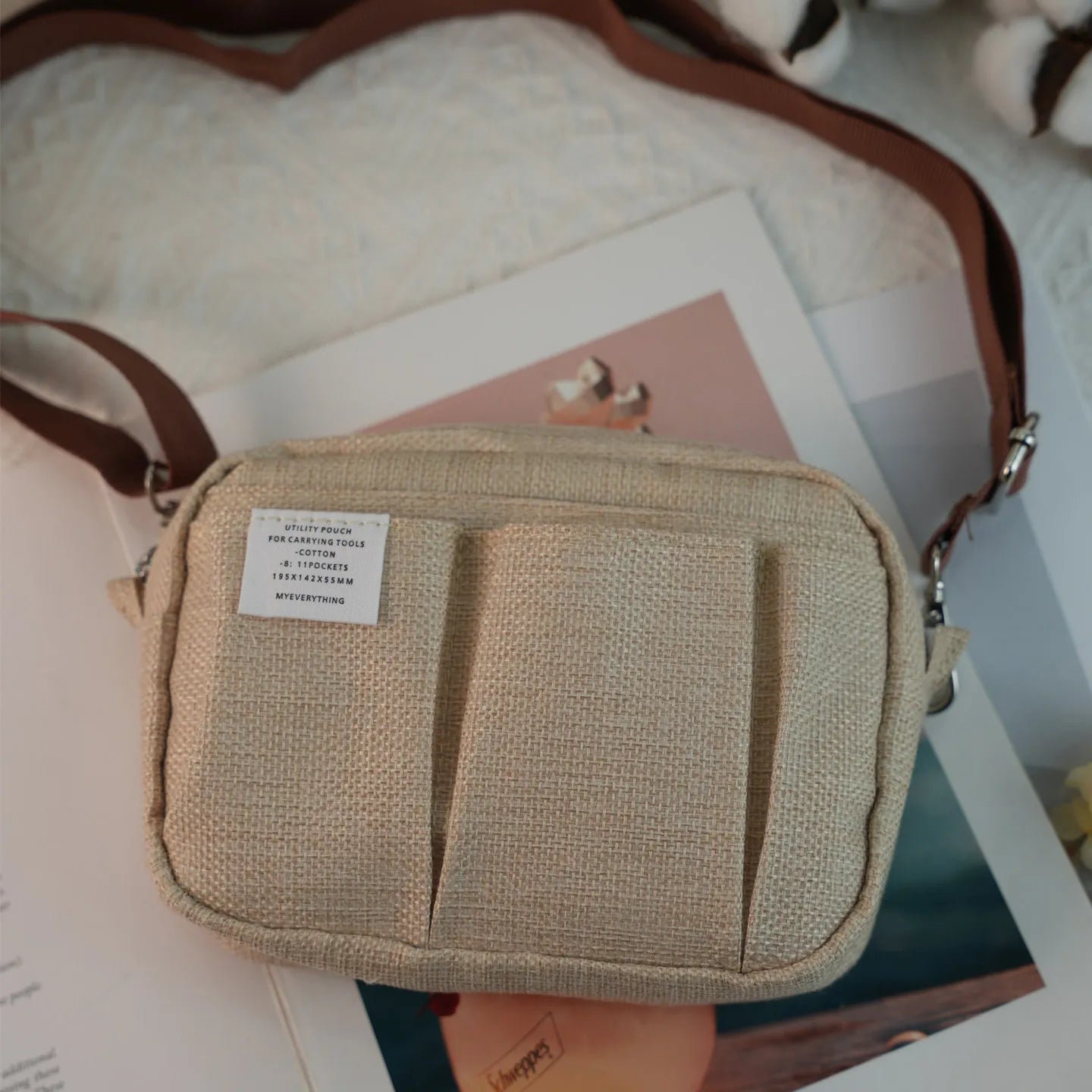 New In Stock Canvas Pencil Pouch Large Capacity Solid Color Japanese Style Portable Multifunctional Journal Storage Bag For Use