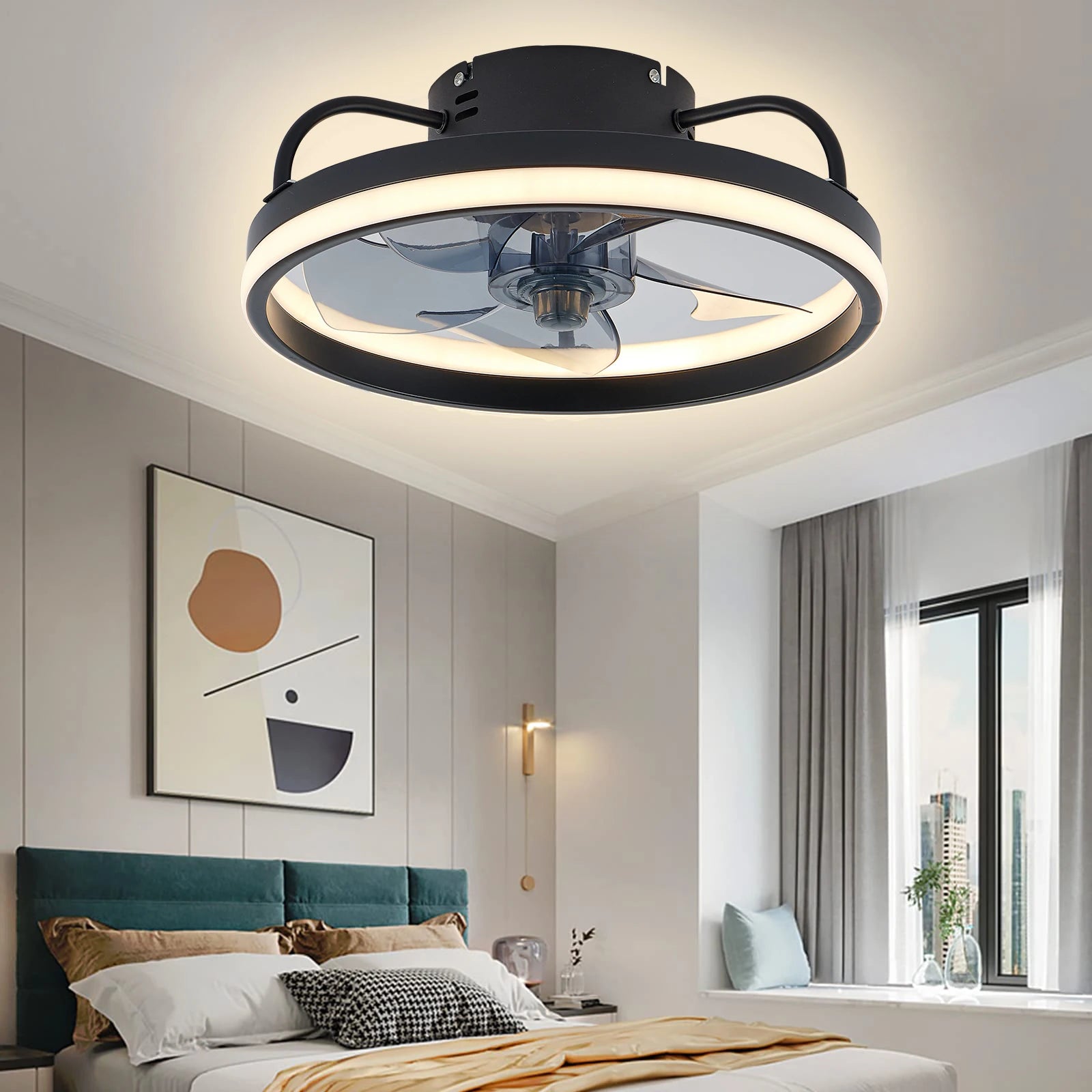 IRALAN  Ceiling Fan with Light Smart Silent Electric Fans lamp Modern 6 wind speed  Remote Control Bedroom Study Livingroom Home