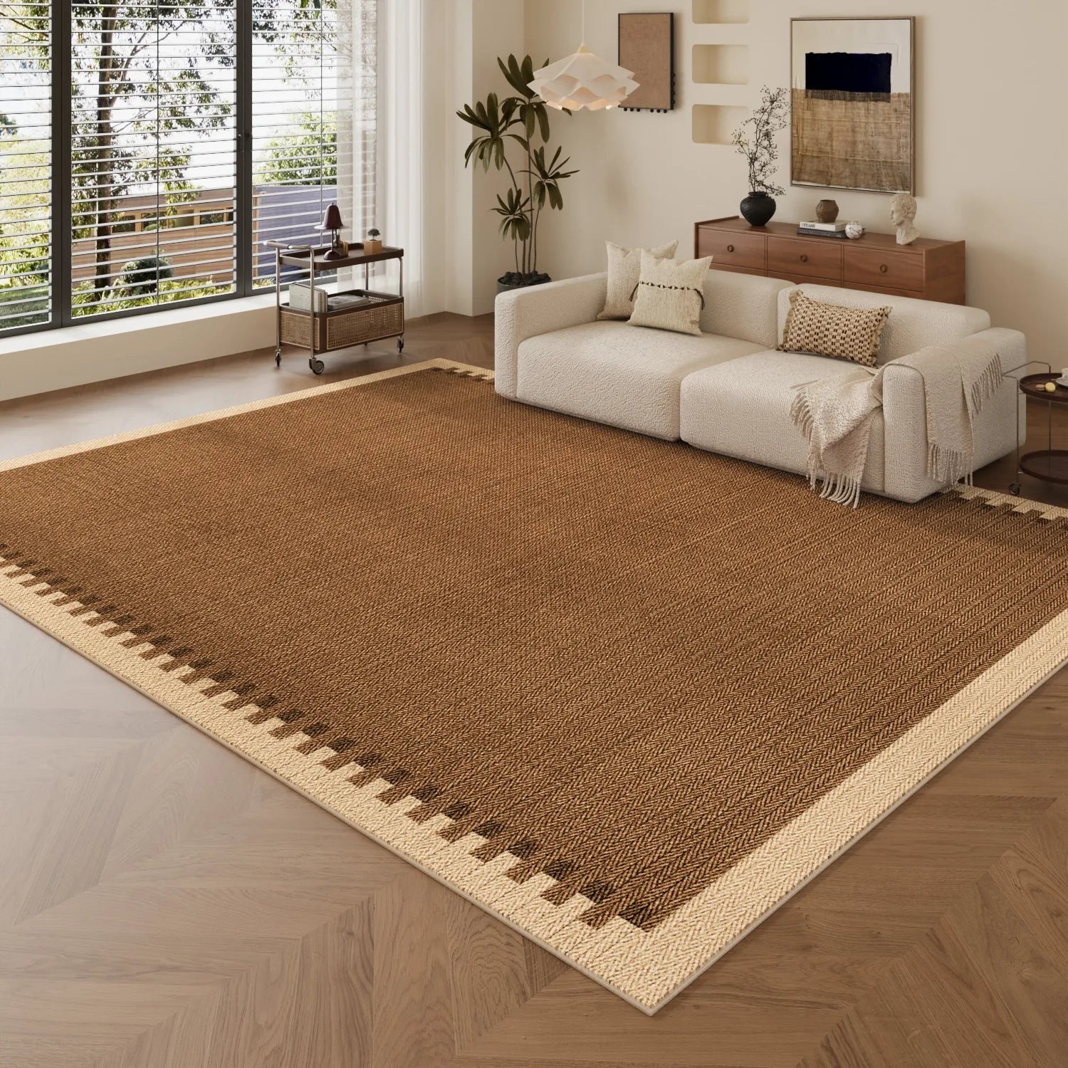 Modern Light Luxury Living Room Carpet Brown Print Bedroom Bedside Rug Soft Sofa Coffee Table Floor Mat Home Decor 러그 Alfombra
