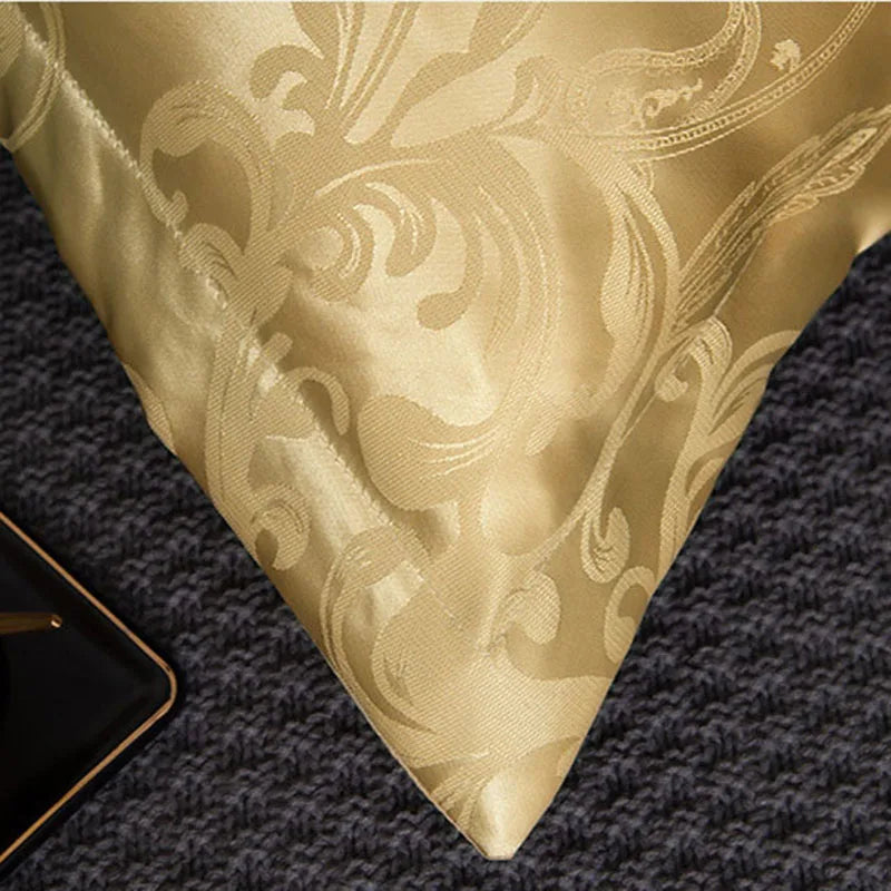 European Satin Jacquard Pillowcase Exquisite Breathable Solid Pillow Cases for Hot Sleepers Summer Autumn Cooling Feel Bedding