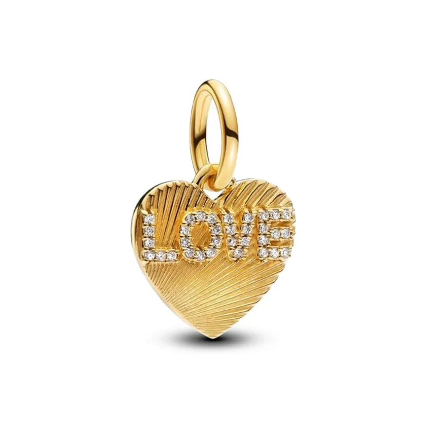 Gold Plated CZ Charms Fit Original Bracelet 925 Sterling Silver Core Heart Star Flower Dangle Beads Luxury DIY Jewelry Gift