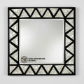 Luxury Square Mother of Pearl Inlay Art Deco Eco-Friendly Handmade Wall Mirror with Black Geometric Frame for Wedding Decor